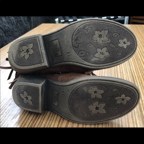 Justice Fringe Brown Western Style Boots Booties - Picture 7 of 8